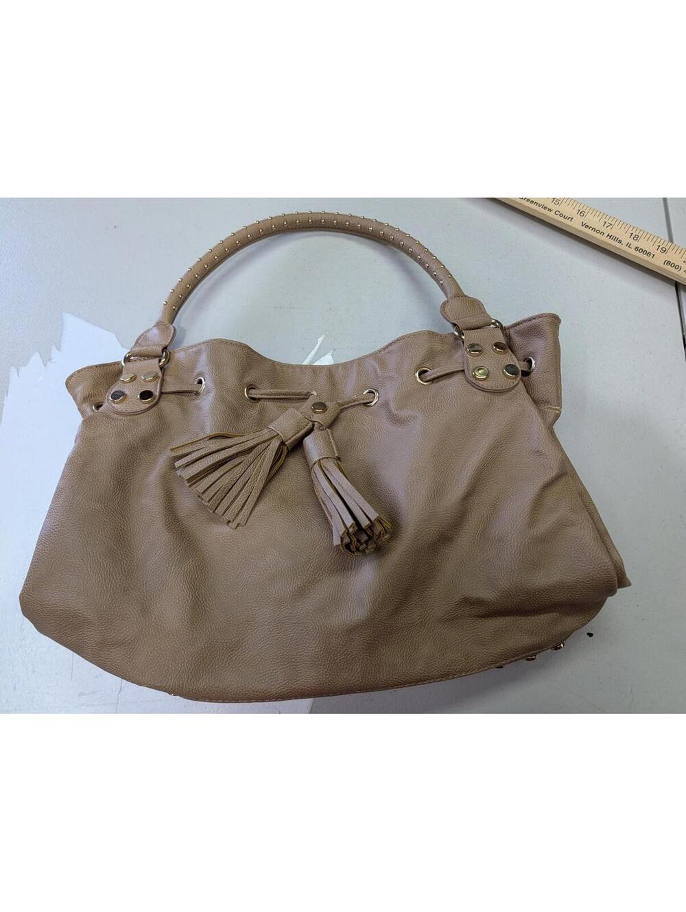 Lionel Tassels And Embellishments Cinch Handbag Tan Beige